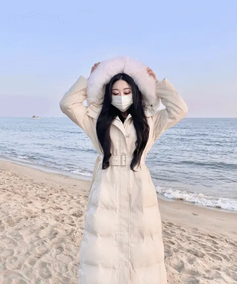 [단독/오리털100/고급색감]아방핏 폭스털 롱패딩 + 허리자켓벨트 세트 겨울신상! 퍼자켓 패딩