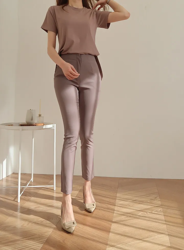 [55~77/일반,기모] 인생핏 슬림 일자 스키니핏 하이웨스트 스판 간절기 겨울 슬랙스 상세 이미지 33