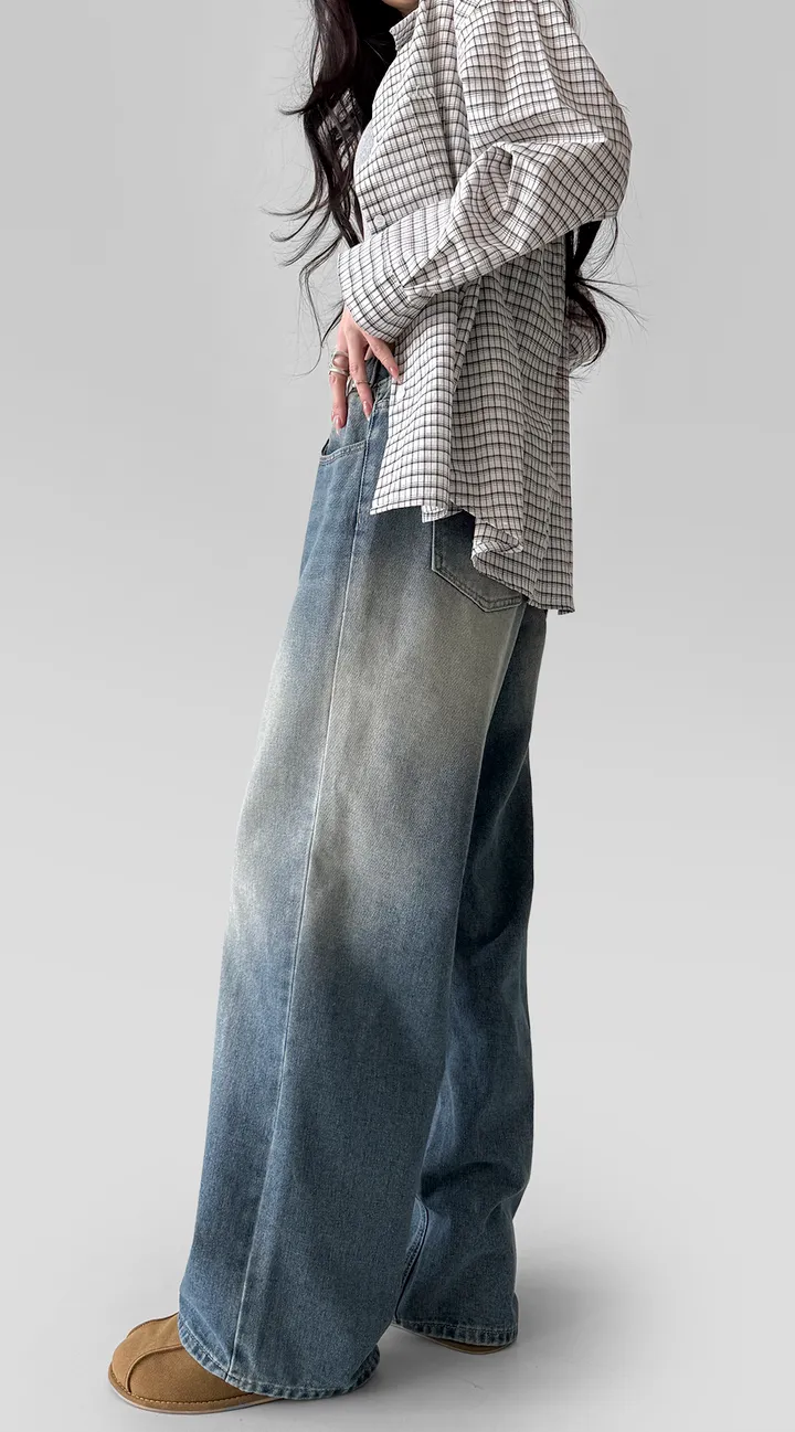 [~2XL] 마블 소프트 워싱 허리 밴딩 와이드 일자핏 데님 팬츠 바지 상세 이미지 5
