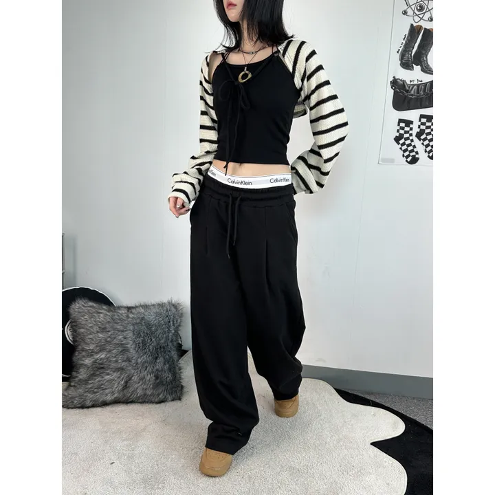 기모선택❤️[UNISEX/기획특가/4size!]올데이 원턱 라인 루즈 와이드 트레이닝 팬츠(2color) 상세 이미지 12