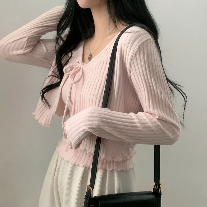 [재진행/세트가격/여리핏!] 요플레 골지 나시+크롭 니트가디건 투피스,셋업 - 5color 상세 이미지 16