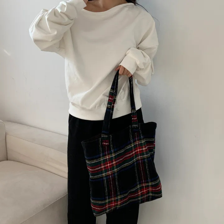 🌼2color🌼 윈터 체크 에코백🚚당일출고🚚 (그린, 네이비) 크리스마스, 연말파티, 겨울신상⛄︎ 상세 이미지 6
