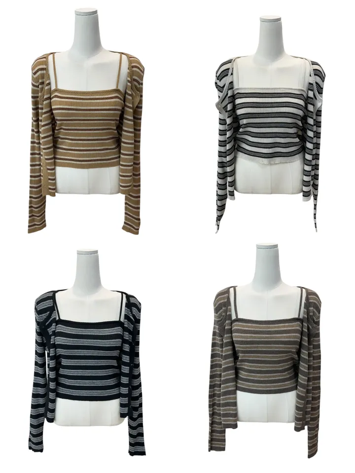 Pico sand sprite sleeveless cardigan set 피코 샌드 스트라이프 나시 가디건 세트 상세 이미지 4