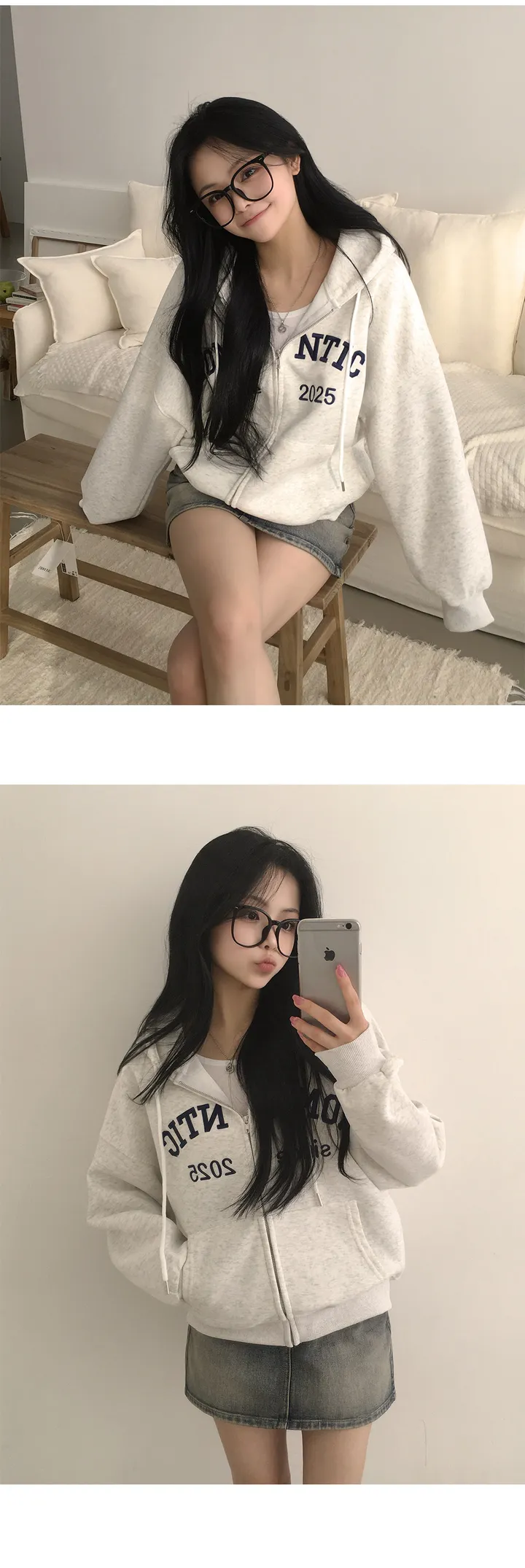 [고퀄,자수포인트!/귀여운아방핏] 예쁨보장, 데일리 레터링 자수 아방핏 박시 후드집업 (6color) 상세 이미지 9