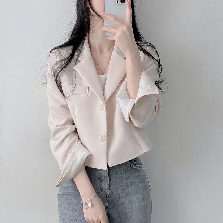 봄자켓*.* [패드없는, 퀄리티굿] 소매트임 크롭 자켓 상세 이미지 4