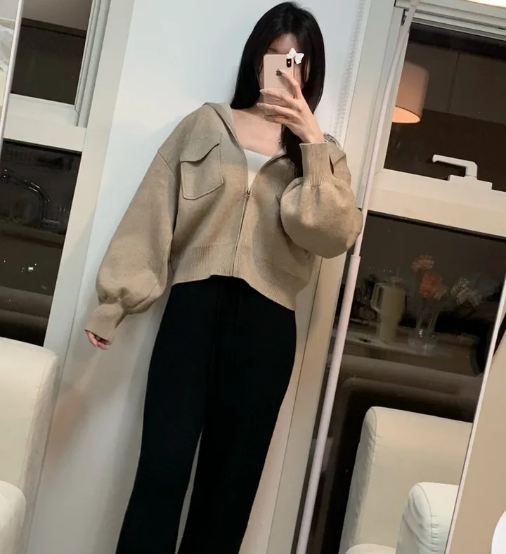 봄신상 고퀄리티 벌룬소매 아방핏 집업니트가디건  4COLOR 상세 이미지 7
