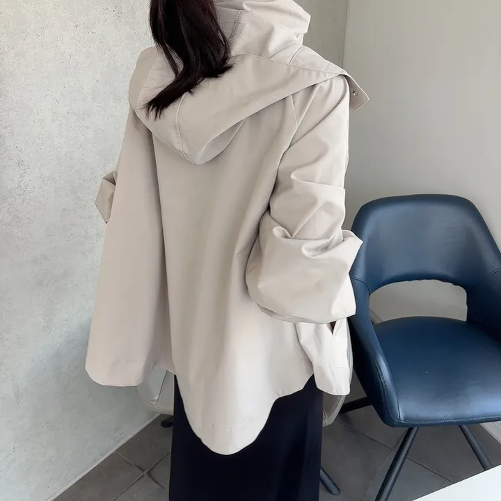 간절기 루즈핏 A라인 후드 바람막이 점퍼 상세 이미지 7