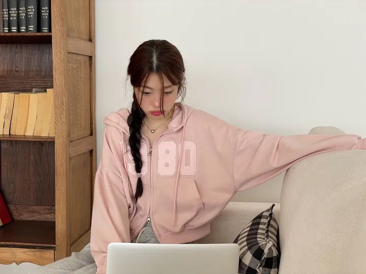 [기모버전추가!]6color 레븐 투지퍼 자수 배색 루즈핏 투웨이 크롭 후드 집업 상세 이미지 22