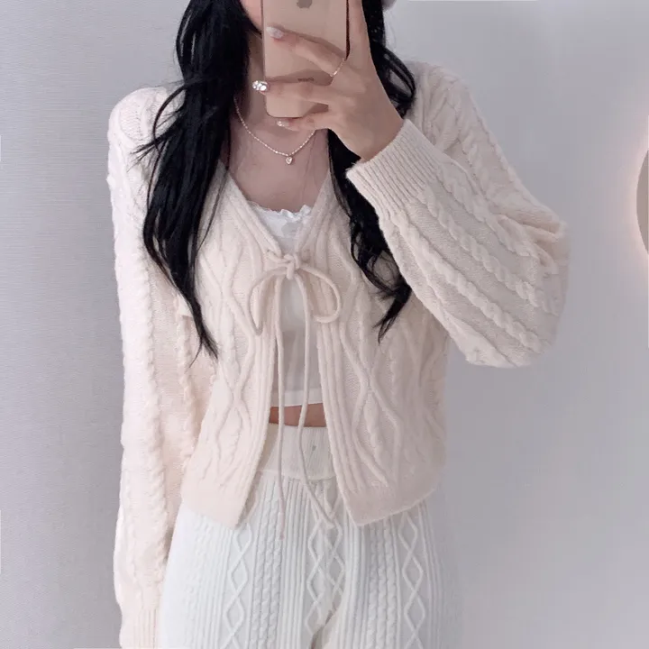 주문폭주🍓[3000장 돌파!!] 딸기우유 머금은 색감, 모아 울 꽈배기 리본 니트 가디건 상세 이미지 27