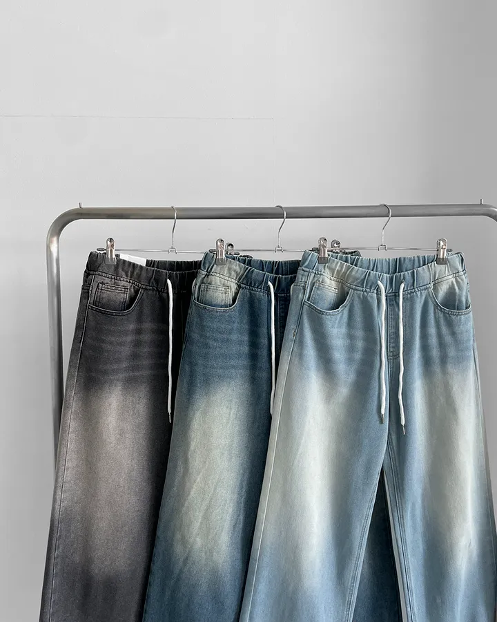 [~2XL] 마블 소프트 워싱 허리 밴딩 와이드 일자핏 데님 팬츠 바지 상세 이미지 38