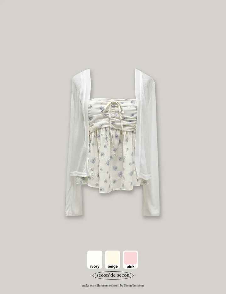 [나시+가디건세트] best 💘 히핑 cardigan + 플라워프릴나시 blouse set 상세 이미지 14