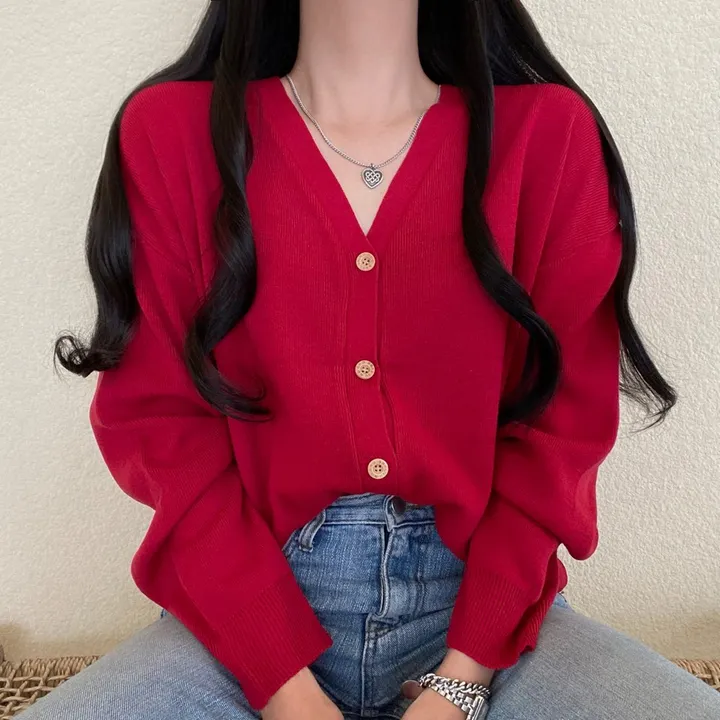 [12컬러/루즈핏] 복숭아 브이넥 단추 긴팔 가디건 상세 이미지 32
