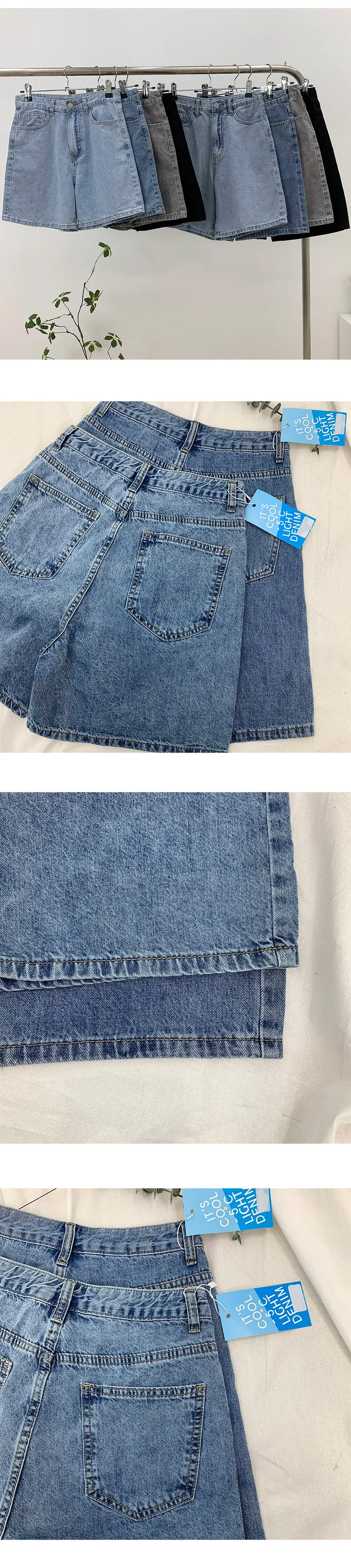 S~2XL(3부/5부)여름쿨링 허리히든밴딩 데님 청반바지 상세 이미지 6