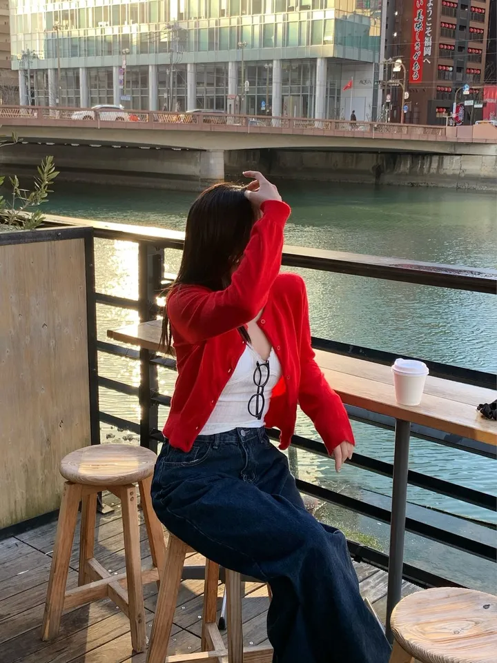 [캐시미어🧶여리핏] 메리 라운드 캐시미어 울 니트 가디건 봄 여름 가을 겨울 개강룩 레드 상세 이미지 15