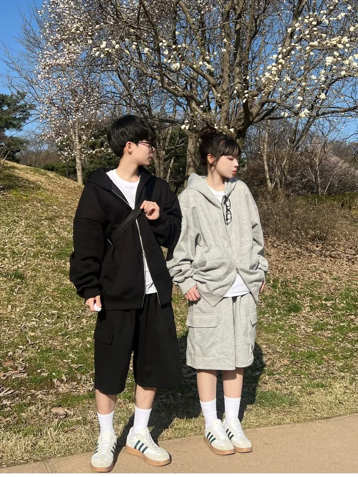 🌼당일출고🌼💗2000장 돌파💗[고퀄 핏대박/7Color/신상] 빅사이즈 투웨이 후드집업 카고 버뮤다 팬츠 트레이닝 세트 커플룩 시밀러룩 오버핏 꾸안꾸 트레이닝복 상세 이미지 55