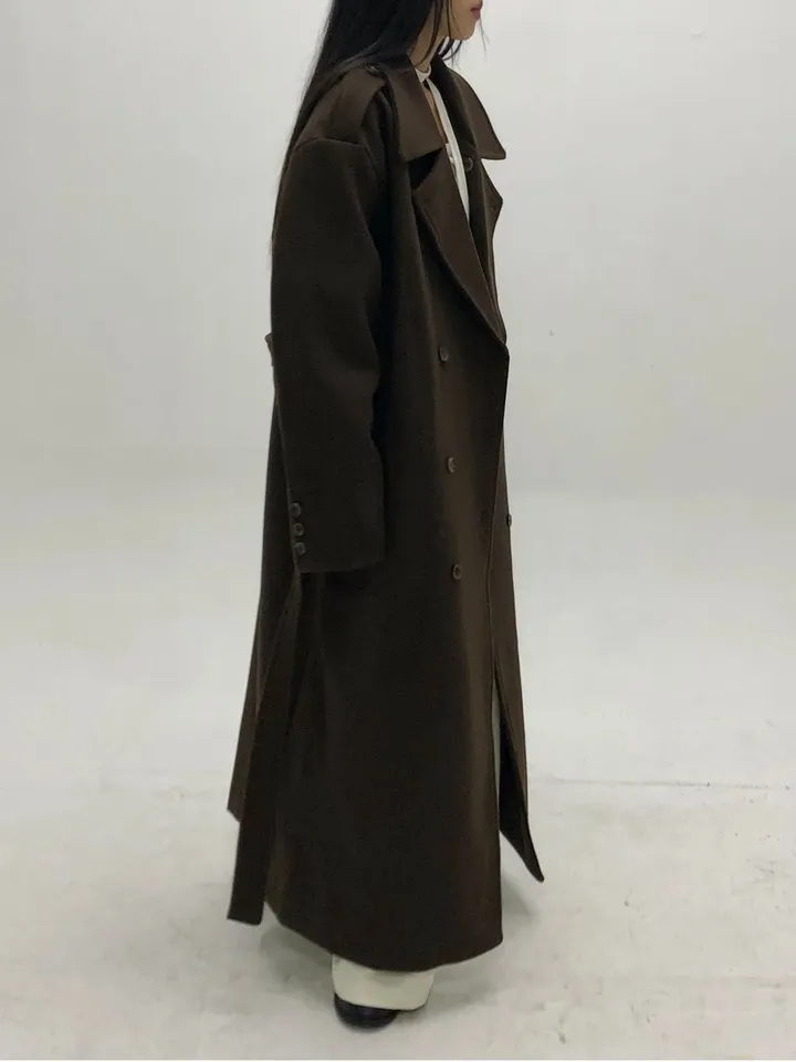 [Unisex] Mael maxi coat (3co) / 울 오버 루즈핏 누빔 안감 벨트 맥시 코트 상세 이미지 14