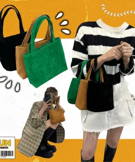 미니멀 심플 스퀘어백 귀여운 무지 스웨이드 세무 사각 네모 미니 손가방 토트백