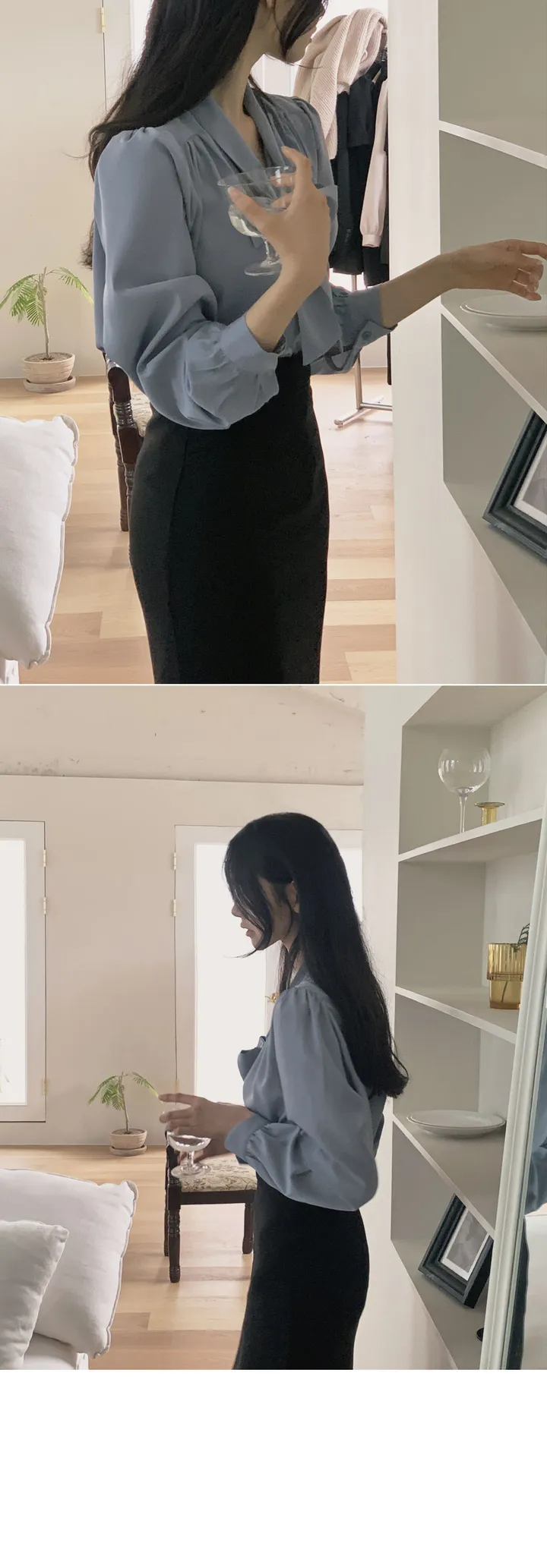 여름하객룩🖤[La belle rose]샬리 타이 블라우스 상세 이미지 65