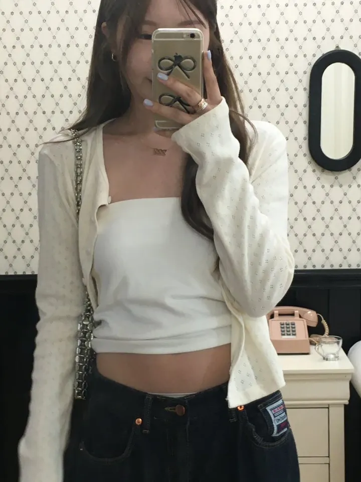 빈티지 딸기 가디건 레드,아이보리, 블랙 [가디건/디테일/빈티지/여름코디/코디추천/데일리/대학생/캐주얼/y2k] 상세 이미지 17