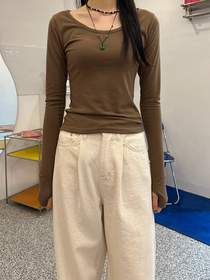 *라인대박 착붙 쫀쫀 스판 유넥 워머 데일리 긴팔 티셔츠 상세 이미지 19