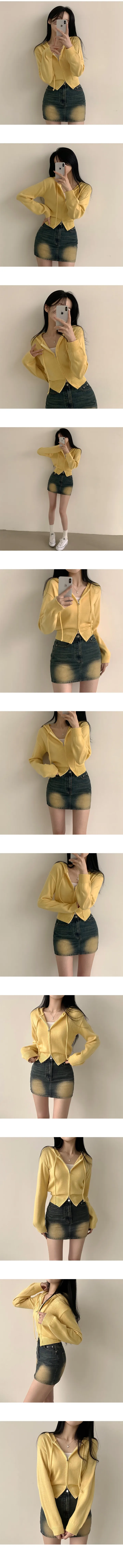 [투웨이/여리핏] 예쁨보장ღ, 무지 후드 크롭 가디건 니트집업 (6color) 상세 이미지 5