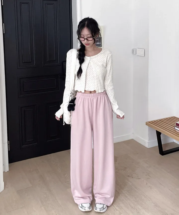 [러블리룩🫧💗] 럼블 잔꽃 패턴 플라워 레이스 골지 나시 가디건 세트 봄 가을 / 나시 가디건 레이어드 아우터 봄가디건 봄옷 뮤잉 상세 이미지 4