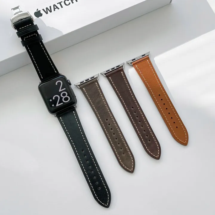 [당일출고] 애플워치10 9 8 7 SE SE2 38 41 42mm 울트라 가죽 래더 유광 무광 투톤 밴드 줄질 스트랩 상세 이미지 89