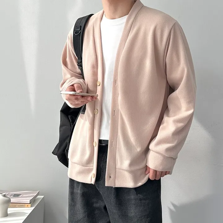 4color 어깨 +3cm 남녀공용 오버핏 소프트 루즈핏 니트 가디건 자켓 남자브이넥베이직가디건 상세 이미지 18