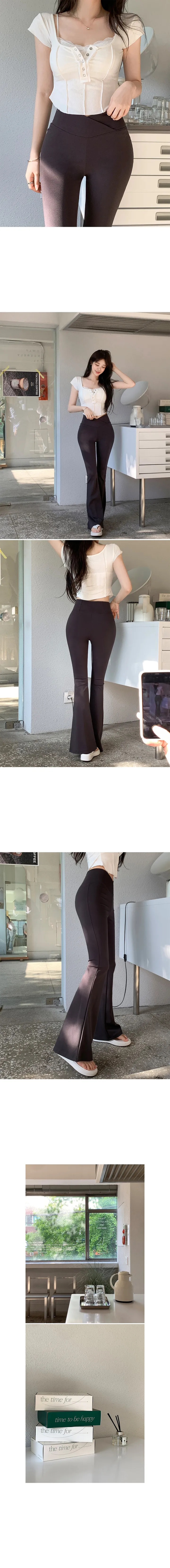 꾸안꾸 언발 랩 오비 슬림 레깅스 부츠컷 팬츠 상세 이미지 5