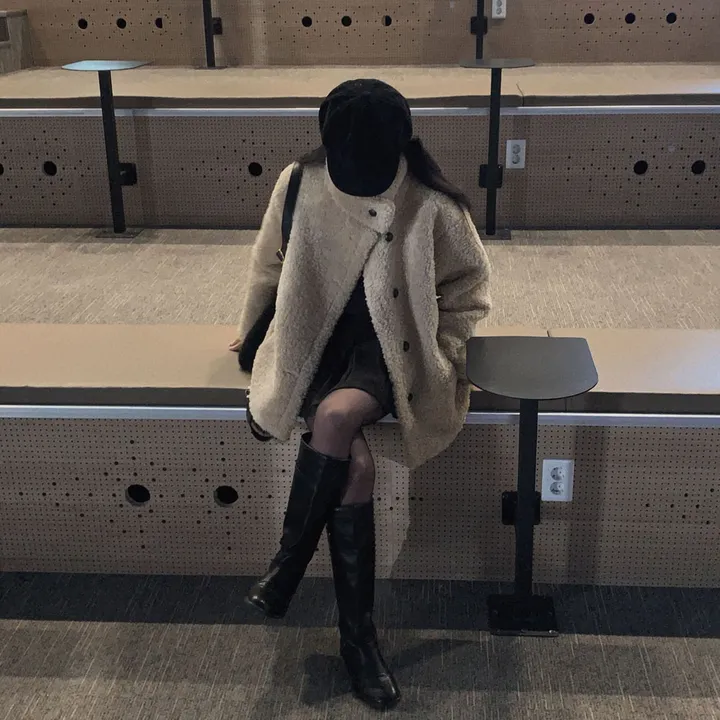 [왕아방핏🤎/주문폭주✨]후회없는 선택,푸들 양털 오버핏 하프 스웨이드 퍼자켓,코트 상세 이미지 30