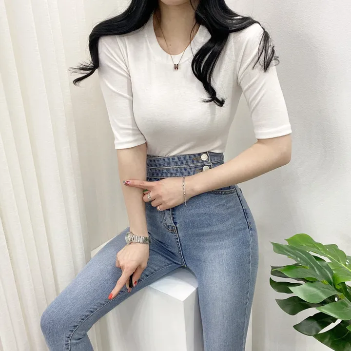 🚀당일발송🚀[묶음할인/데일리] 봄 여름 메이 부들 샤베트 5부 티셔츠 이너티 상세 이미지 7