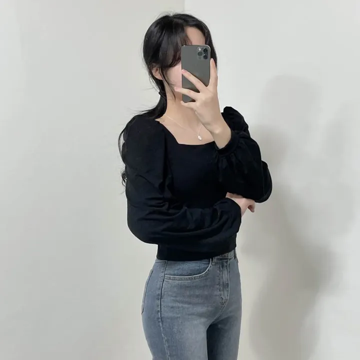 [속옷비침X!묶음할인]여리글램 퍼프 모어 스퀘어 반크롭 긴팔T 4col 상세 이미지 15