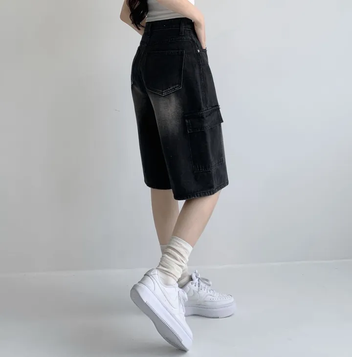 후기극찬![핏보장❤︎/힙무드/~XL] 이브닝 빈티지 힙 워싱 하이웨스트 와이드 카고 하프 버뮤다 5부 청 반바지 데님 팬츠 빅사이즈 상세 이미지 40