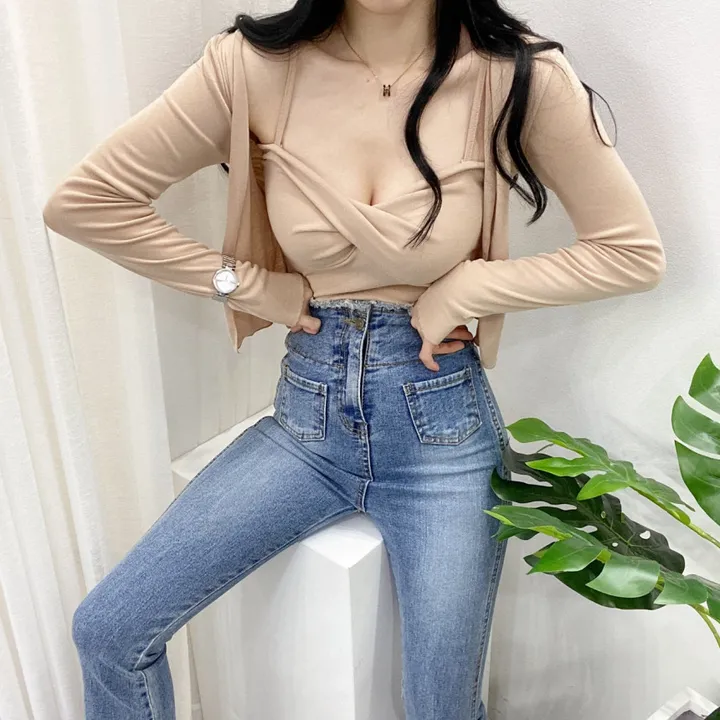 🚀당일발송🚀[몸매보정/글램룩] 봄 여름 가을 알프 숏 꽈베기 나시 가디건 세트 상세 이미지 23