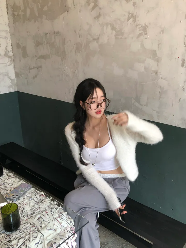부하지않은! [*왕보들/여리핏] 앙고라 베이비컬러 투버튼 솔잎 가디건-6col 상세 이미지 5