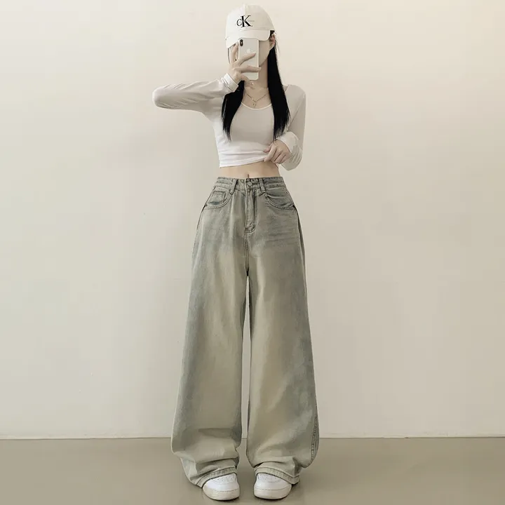 [색감깡패🖤] 사이드 핀턱 빈티지 워싱 하이웨스트 와이드 벌룬 데님팬츠 사계절 청바지 연청 진청 흑청 블랙 상세 이미지 13