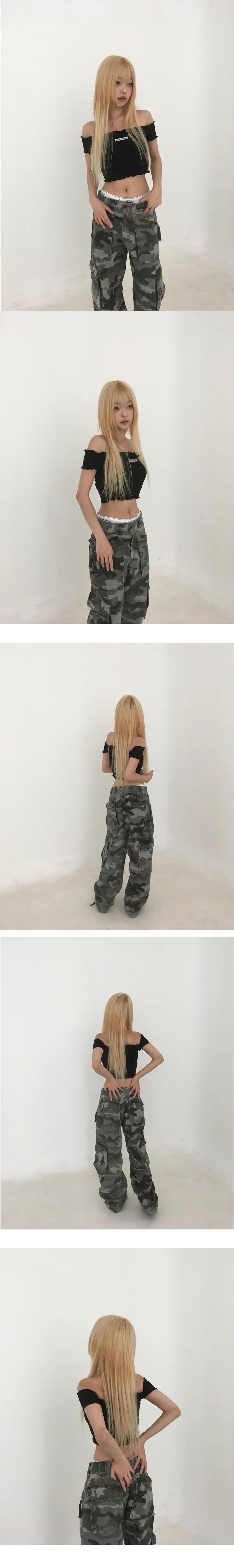 [모델코디소장🖤] 밀리터리 카모 카고 세미 와이드 팬츠-3color 상세 이미지 11