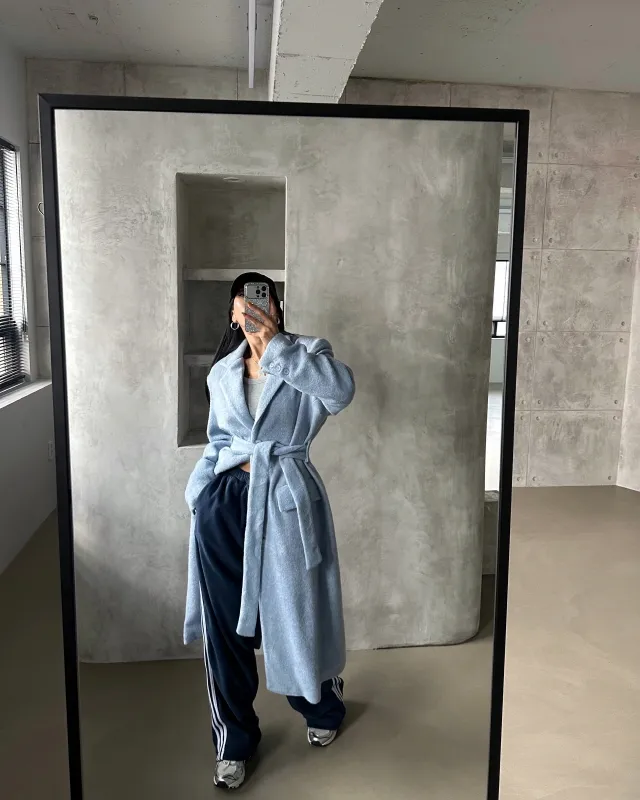 [SALE] 포그니 벨트 롱 코트 SKYBLUE COLOR 상세 이미지 15