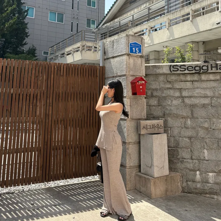 로케 글램핏 홀터넥 나시 투피스 세트   *썸머,부츠컷,밴딩,슬림,팬츠바지 상세 이미지 7