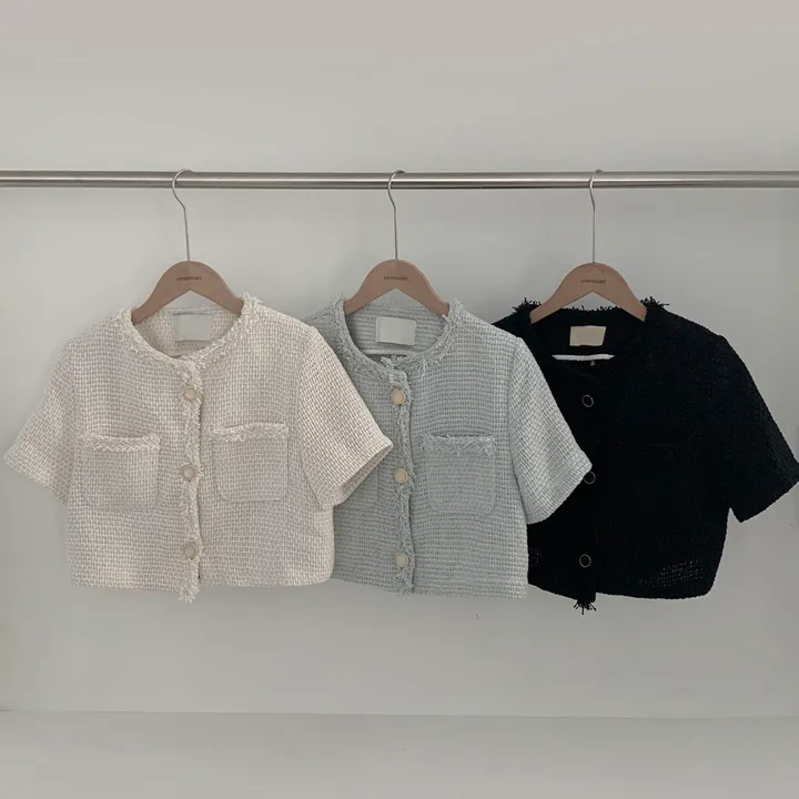 [여름하객룩🖤/고퀄리티]여름에도 고급스럽게 즐기는,하객 탄탄 썸머 트위드 반팔 크롭 루즈핏 자켓 상세 이미지 36