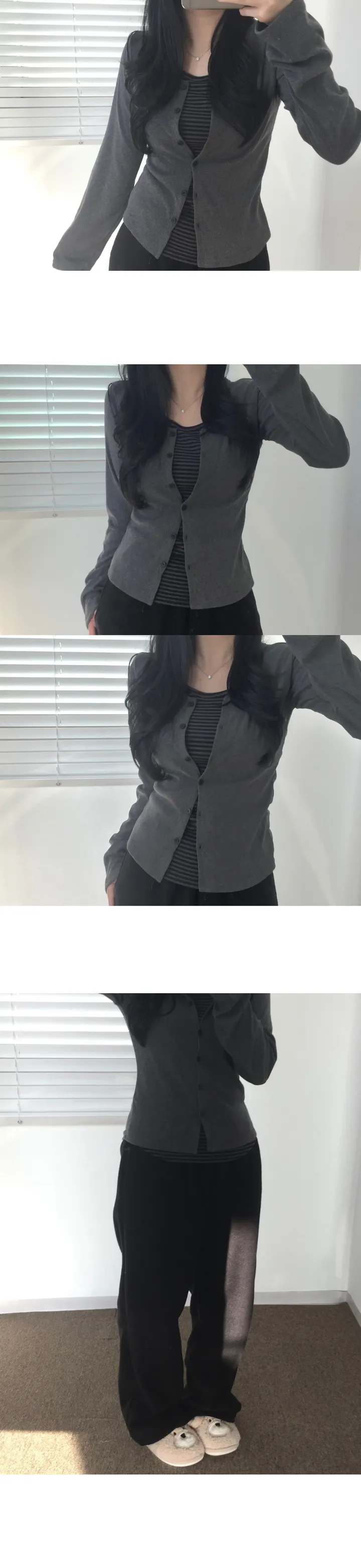 [-3kg 말라핏보장🖤] 일체형 레이어드 바둑이 단가라 가디건 상세 이미지 9