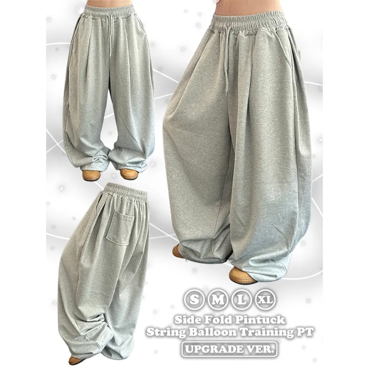 ❤️‍🔥기모선택│업그레이드 ver.│누적판매1,000 돌파 기념│4size!❤️‍🔥[UNISEX/기획특가]사이드 폴드 핀턱 스트링 루즈 와이드 벌룬 트레이닝 팬츠(2color) 상세 이미지 89