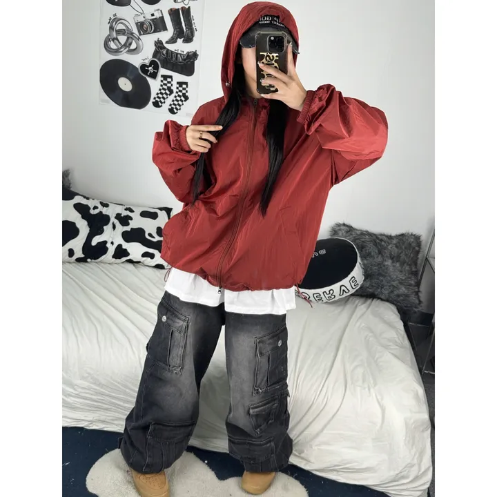 [재진행/UNISEX]고프 후드 루디 컬러 힙 윈드 집업 점퍼(chacoal,wine,blue) 상세 이미지 26