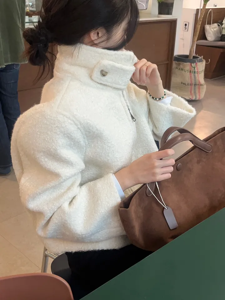 [주문폭주] 크리미 하이넥 숏코트 - 2col 상세 이미지 3