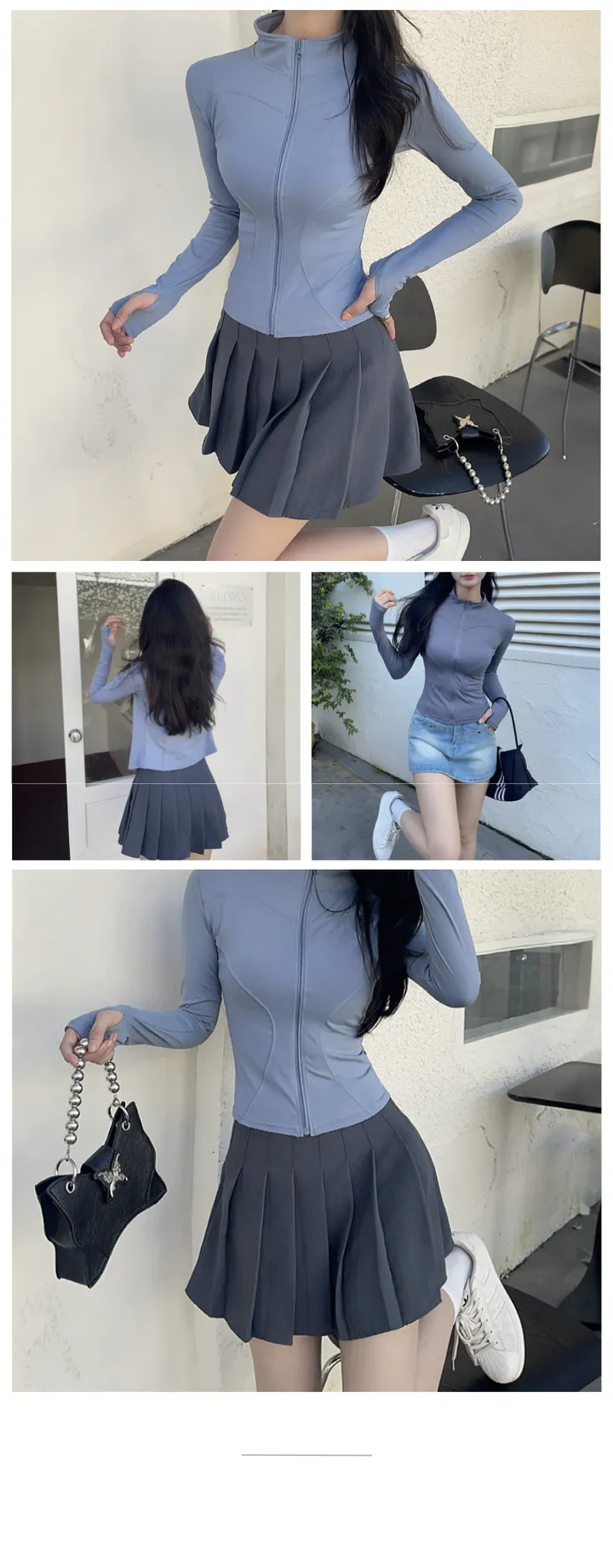 *묶음할인/날씬핏* 에리시 핑거홀 슬림핏 긴팔집업 트레이닝 반넥 하프넥 필라테스 운동 헬스 요가 상의 상세 이미지 25