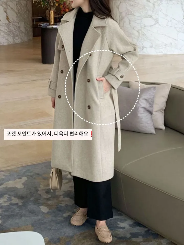 [겨울신상✨] 그란데 롱코트 / 겨울코트 가을코트 벨트코트 핸드메이드 코트 떡볶이코트 더블코트 울코트 모직코트 하프코트 숏코트 롱패딩 숏패딩 밍크 패딩 밍크코트 겨울자켓 후드코트 무스탕 조끼 패딩 레이어드 오버핏 기모 숄코트 퍼코트 케이프코트 하객룩 퍼자켓 상세 이미지 10