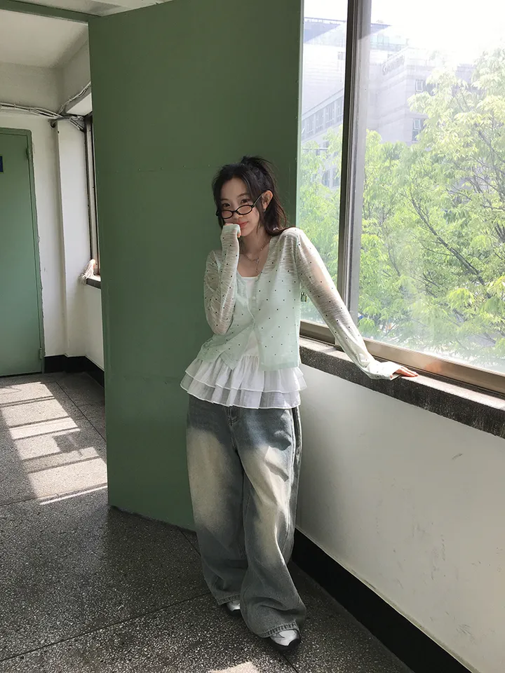 최저가![여리무드🤍시스루 도트 가디건 살안타템 여름가디건] 비비안도트시스루가디건 상세 이미지 19