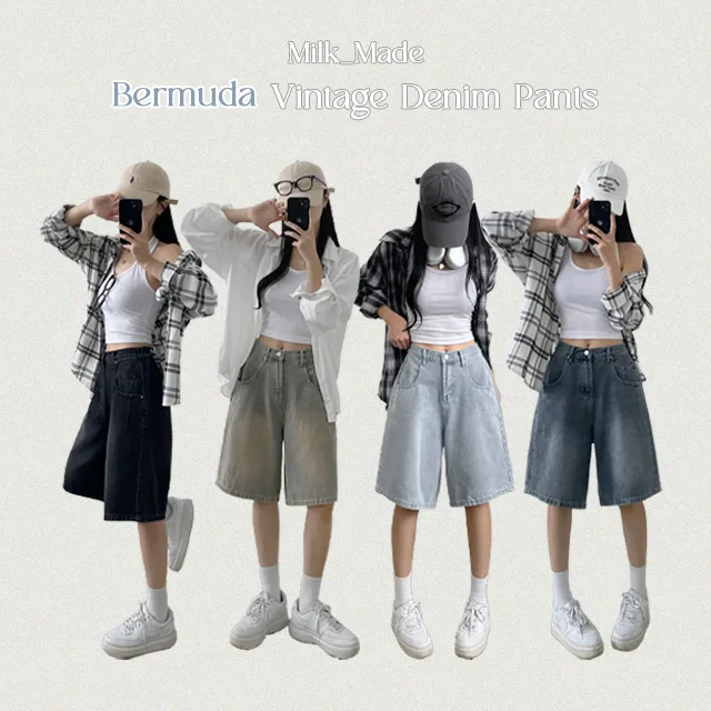 [기본&롱~XL까지/허리조절/made!] 시그니처 빈티지 버뮤다데님팬츠 4color 상세 이미지 4