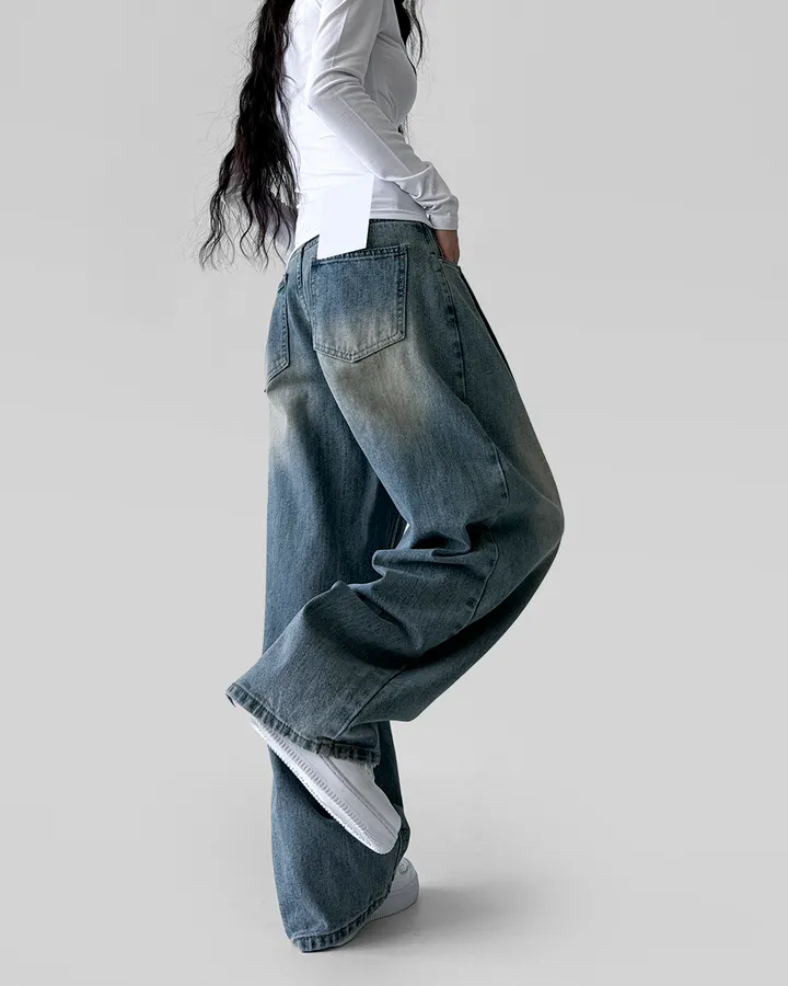 [~XL/2기장] 응팔 레트로 1988 워싱 벌룬 원 핀턱 통 와이드 데님 팬츠 바지 상세 이미지 14