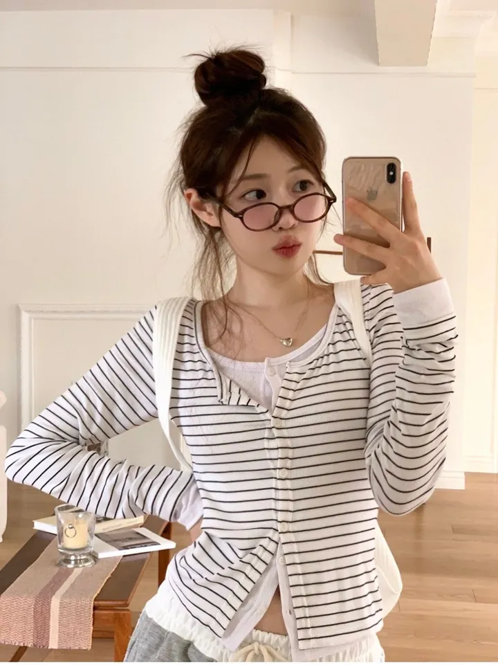 [일체형🤍-3kg]키에리 일체형 마린 스트라이프 슬림핏 배색 가디건 4color 상세 이미지 25